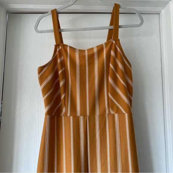 Wide Leg Jumpsuit - Yellow / White Stripe - Picture 3 of 6